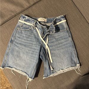 Hollister Light Blue Jean Shorts with White Tie